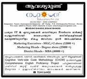 Wanted Marketing Executives in Calicut